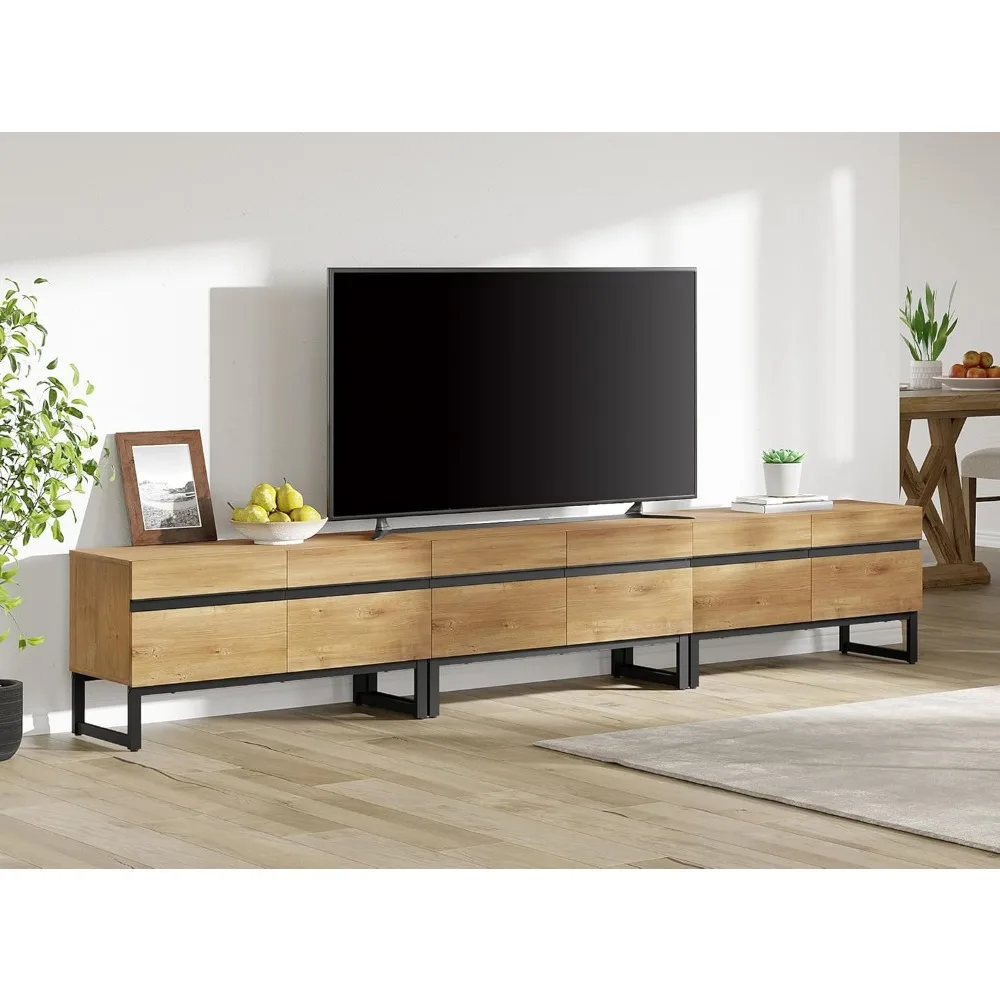 Modern TV Stand for TVs Up To 110 Inch, 3-in-1 Entertainment Center TV Console with Storage and Metal Base