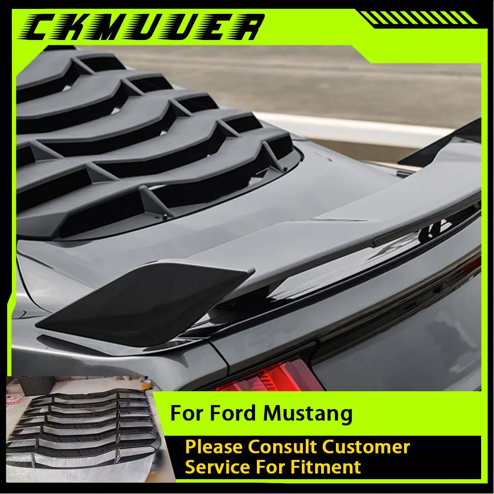 Para Ford Mustang 2015-2018 persiana de ventana trasera ABS negro decoración de coche caja difusor de salida de aire de coche obturador cubierta de parrilla marco