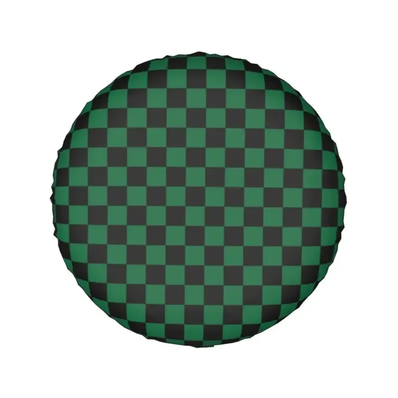 Black And Green Checkerboard Spare Wheel Cover for Jeep Mitsubishi Pajero 4x4 RV Checkered Tire Protector 14