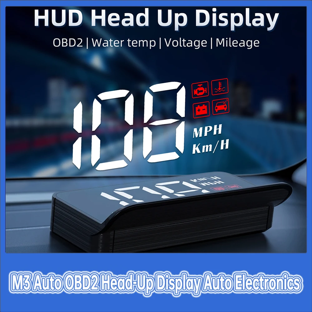 M3 OBD2 smart digital Head-Up Display On-board Computer Digital Car Speedometer Accessories Big Font Windshield projection