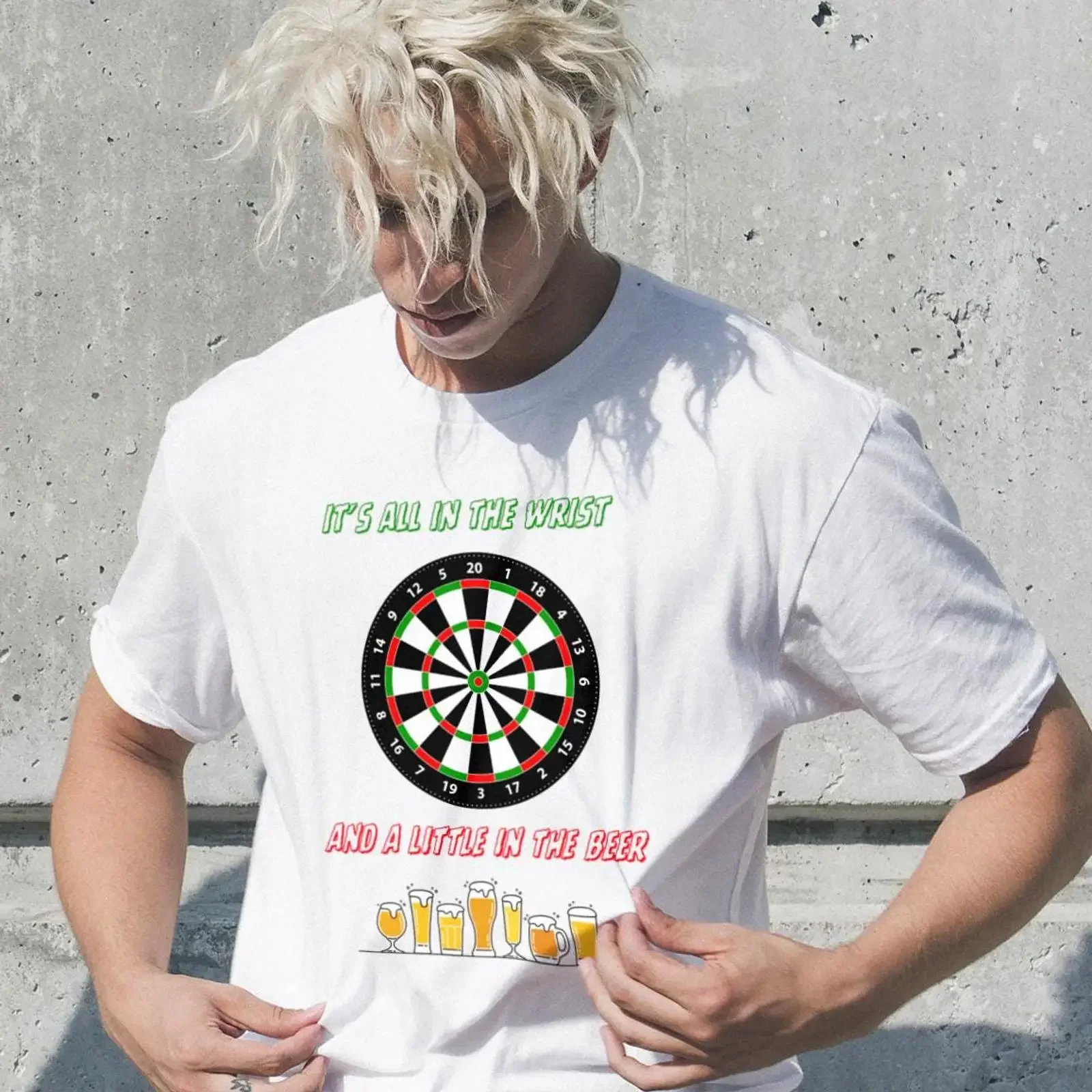 It's All In The Wrist Funny Dartboard Beer T Shirt Casual Darts Lover  vintage Washed Soft Comfortable homme Breathable Stylish