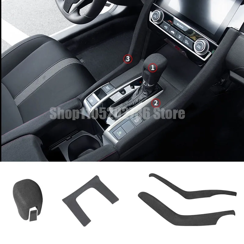 Door Panel, Side Cup Panel Strip Fit for HONDA CIVIC 10th 2016 2017 2018 2019 2020 2021 TOP SUEDE Overlays Grey Interior view 3