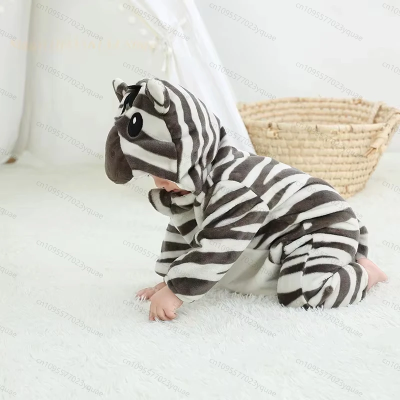 0-3Y Baby Zebra Costume Halloween Animal Cosplay Suit Boy Girl kigurumis Outfit Winter Warm Bebe Clothes Festival Party Jumpsuit