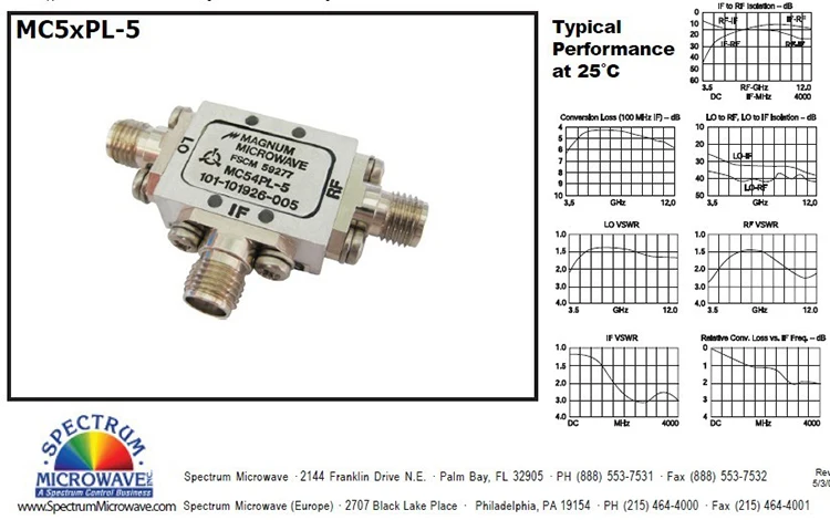 Imagem -02 - Misturador Balanceado Duplo Coaxial Microondas Sma rf Mc54pl5 3.5 a 12ghz