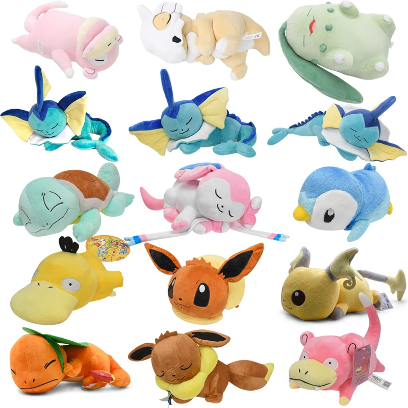 2023 New Pokemon Sleep Cubone Slowpoke Chikorita Eevee Charmander Squirtle Piplup Anime Stuffed Plush Cartoon Peluche Toys