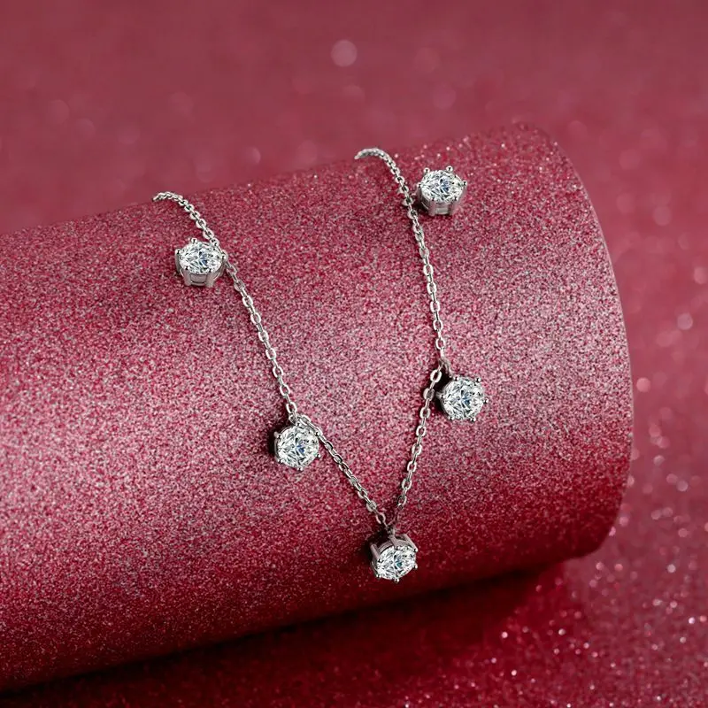 Eye catching Party Shining Five Star Ins Necklace For Women Single 0.5 Carat, Moissanite PT950 Platinum Stunning Party Jewelry