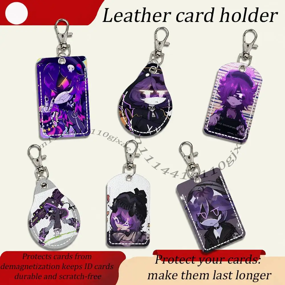Uzi Doorman game N Murder Drones Card Case Leather Card Holder Keychain Key Ring Transportation Card Case With Lanyard