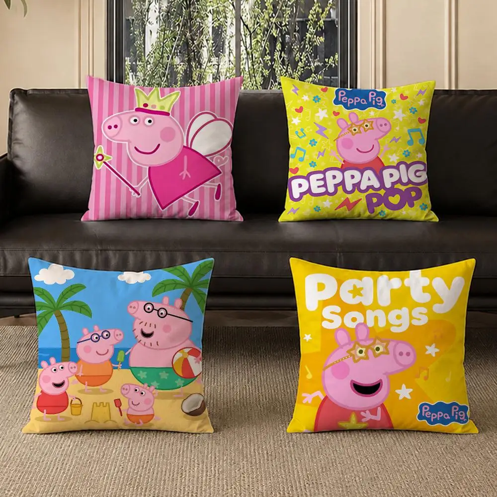 series Peppa Pig Cushion Cover Washable Soft Thick Cushion Cover Decorative Pillowcase for Sofa Living Room Home