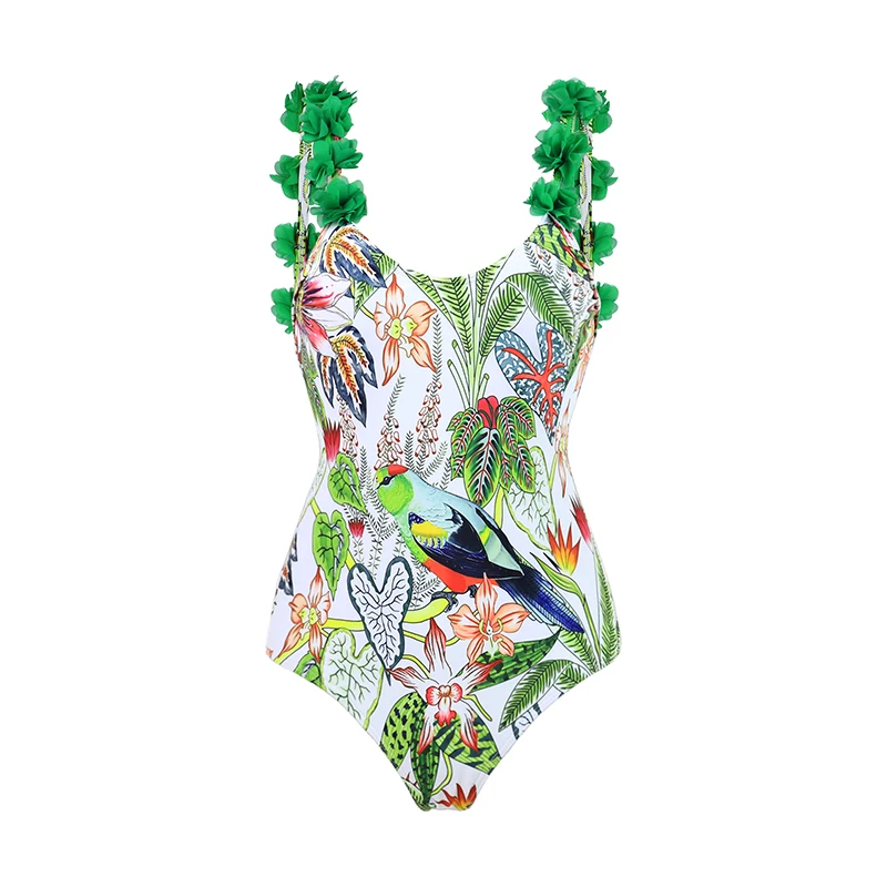 MUOLUX One Piece Swimwear Women Swimsuit 3D Flower 2024 Bikinis Sets Cover-up Bikini Backless Beach Wear Bathing Suit Monokini