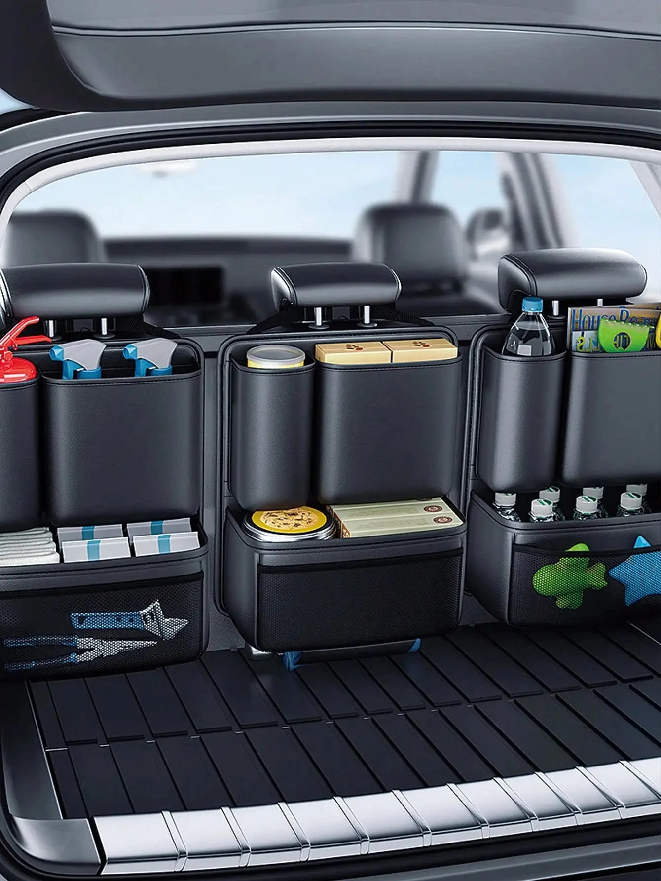 Car Rear Seat Back Hanging Storage Bag Multi-Compartment Auto Organizer Waterproof Universal for SUV Sedan