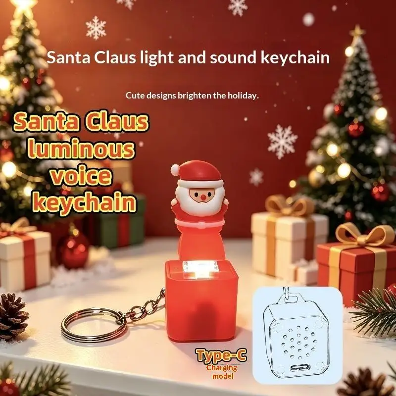 2026 NEW Santa Claus Light Sound Luminous Keychain Christmas Creative Fidget Toy Stress Relief For Xmas Party Gift Decoration