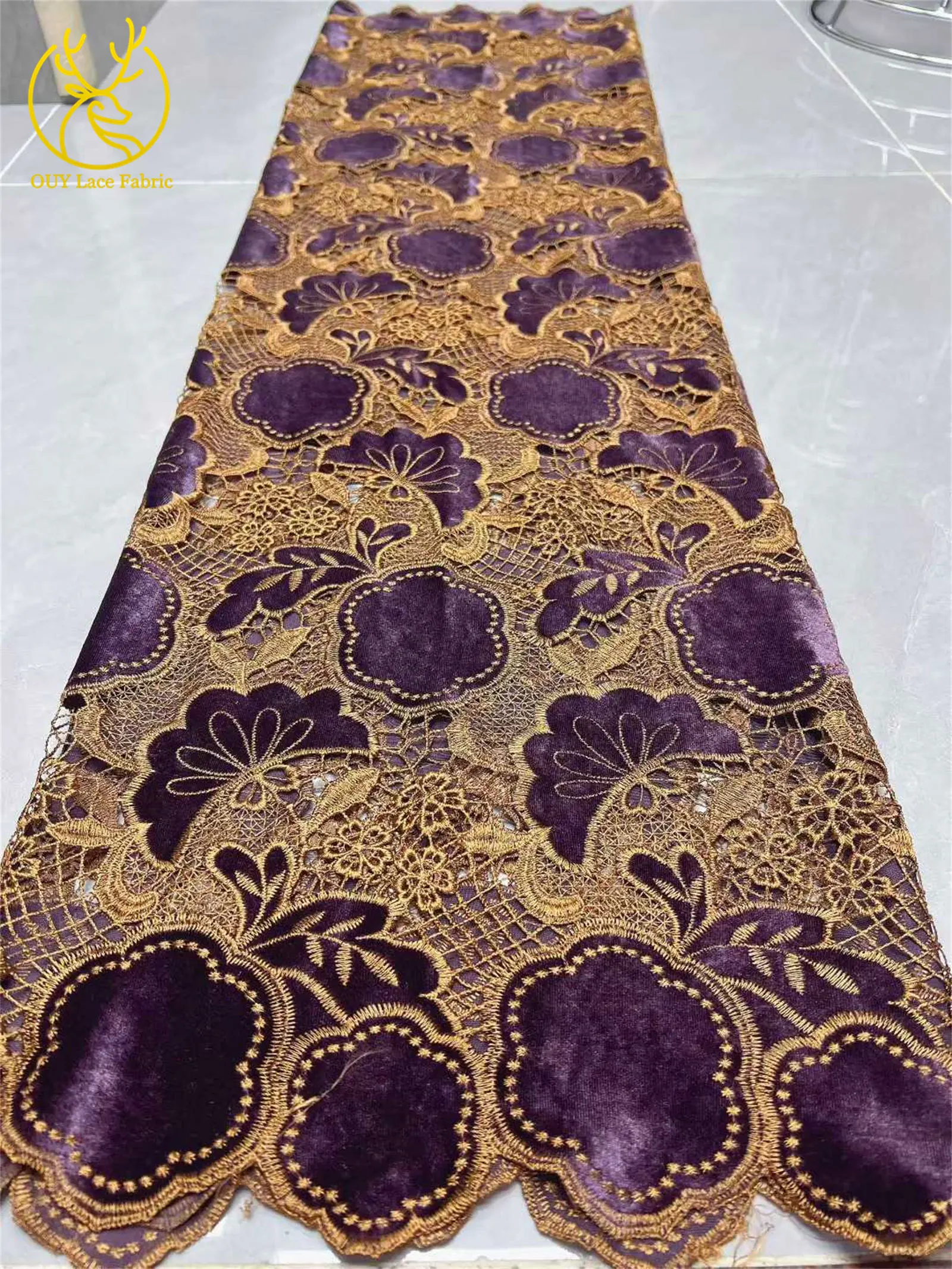 2025 африканская нигерийская бархатная гипюровая вышитая шифоновая кружевная ткань для женщин, праздничное платье, швейный материал, 5 ярдов