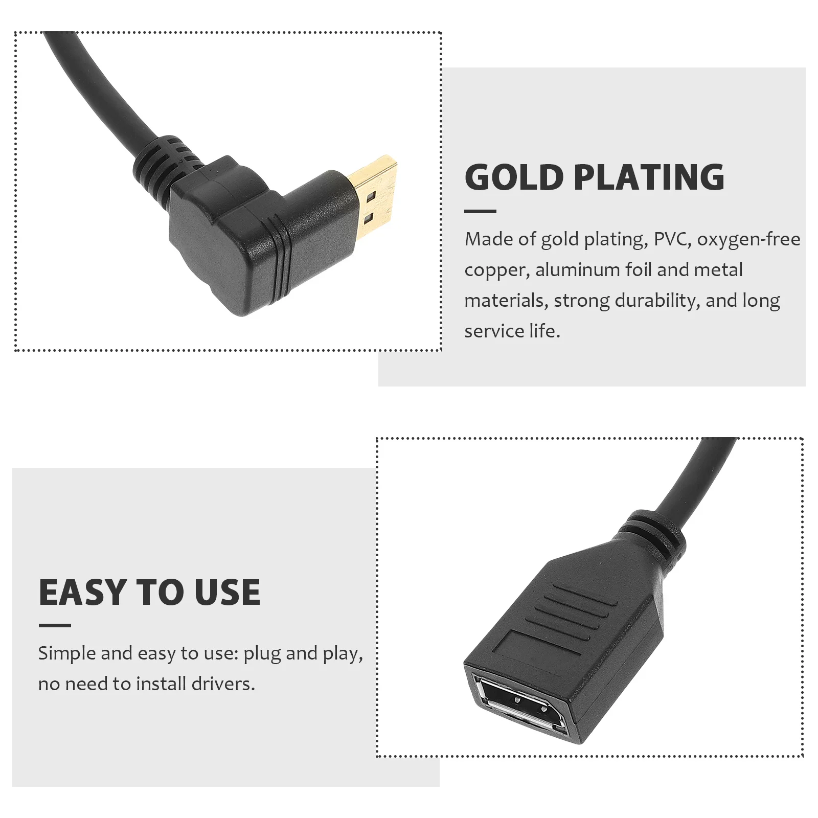 

Accessories Displayport Extension Cable Cords Male 1 Oxygen-free Copper Wire Core Adapter