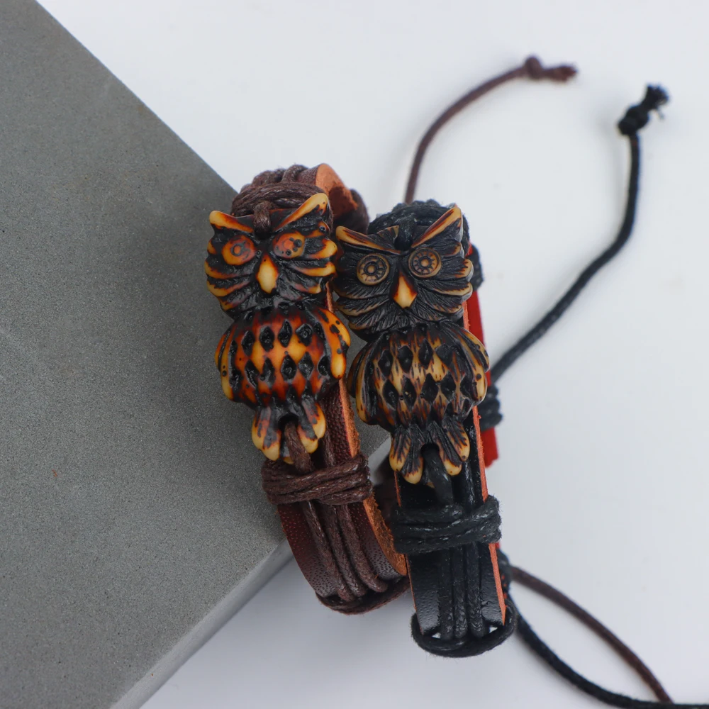 10 قطعة/الوحدة أزياء خمر تصميم جديد سحر الجلود الحيوان قابل للتعديل أساور الإسورة للنساء الرجال مزيج نمط مجوهرات حزب هدية #5