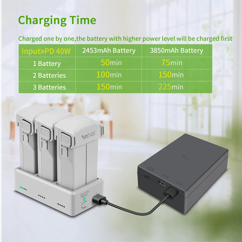 Mini 4 Pro Fast Charger Charging Accessories Drone Battery Charger Charging Hub 3-Way Battery Charging Butler For DJI Mini 3 Pro