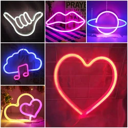 Heart Neon Sign Battery and USB Dual Powered LED Light for Party Home Decoration Table Lamp Wall Decoration Valentine's Day Gift