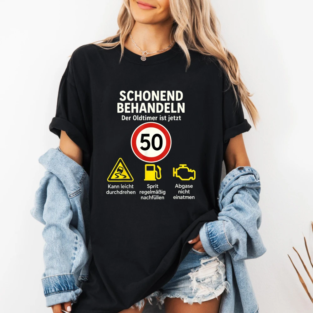 50th Birthday Man Woman 50 Years 1976 Decorative Funny T-Shirt Cotton Adult Gift Retro Style Party Funny High Quality Cotton Tee