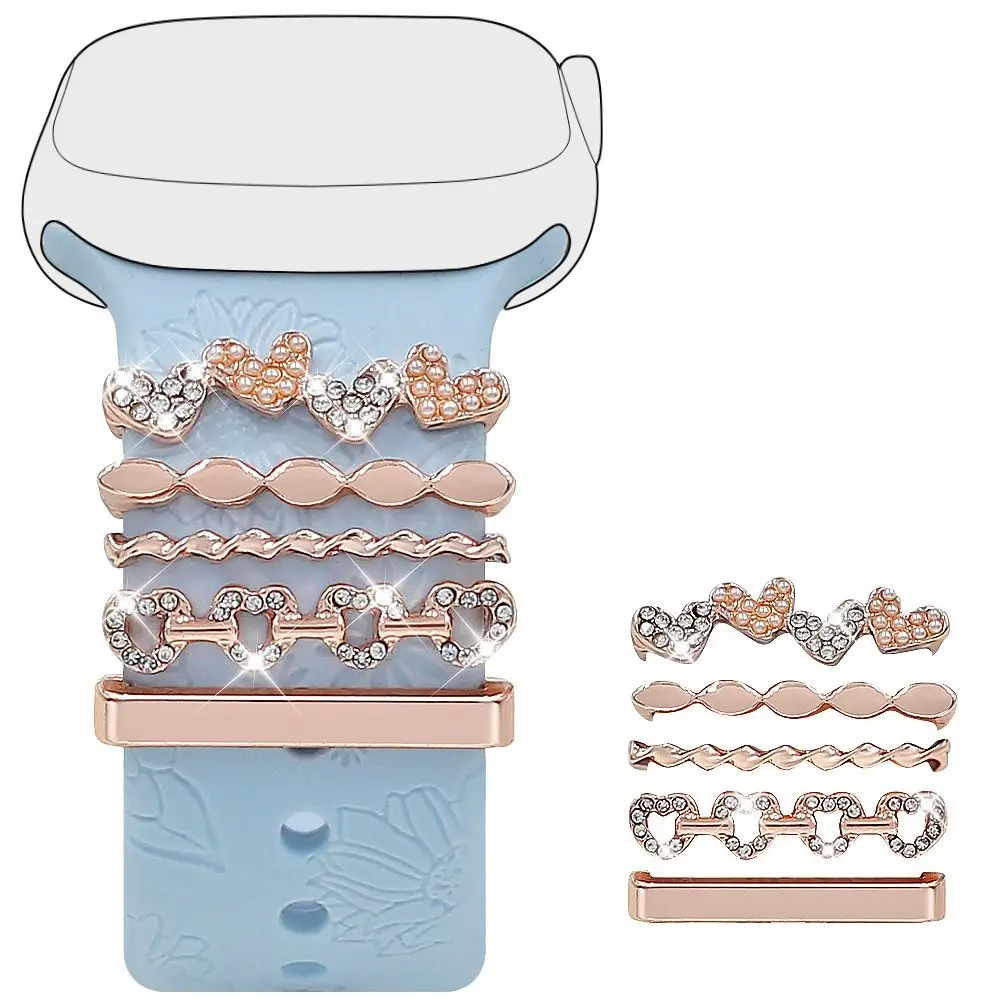 زخرفة حزام الساعة المعدنية على شكل قلب أداة زخرفية حزام المعصم سحر الأزياء اليعسوب لفرقة ساعة أبل