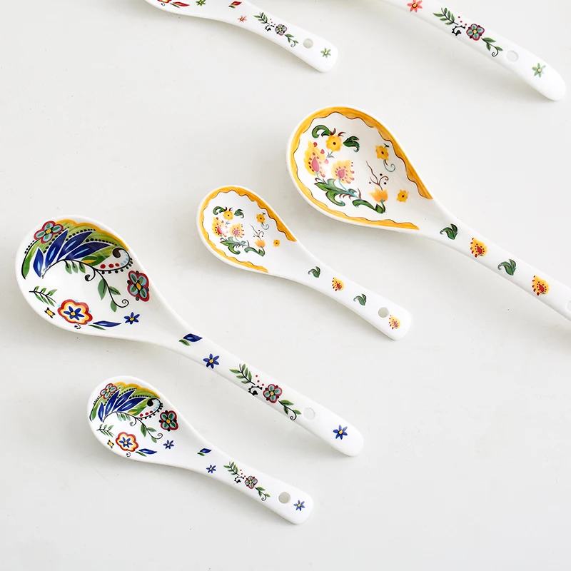 

Soup Spoon Ceramic Eating Soup Spoon Exotic Ladel Household Tableware Creative Spoon