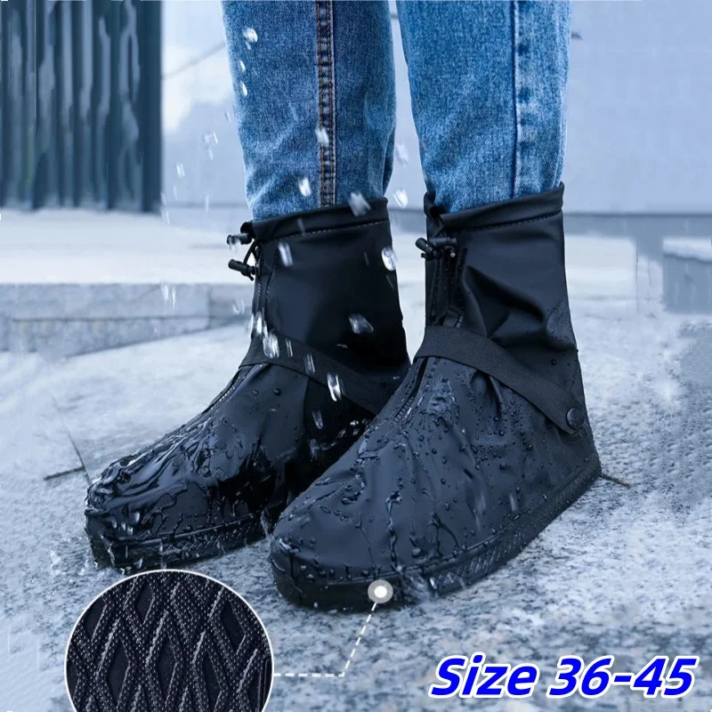 قابلة لإعادة الاستخدام غطاء أحذية المطر مقاوم للماء التمهيد المياه الدراجات المشي لمسافات طويلة المضادة للانزلاق بولي leather الجلود الجرموق المطر الثلوج الرطب الرمال الأحذية حامي