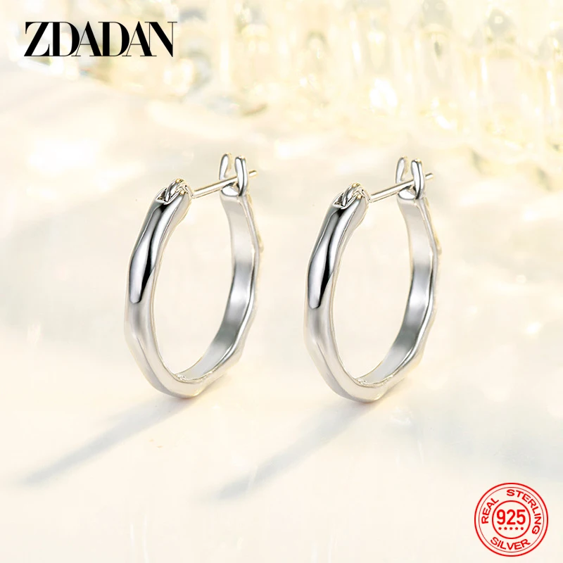 

ZDADAN 925 Silver Hoop Earrings For Women Fashion Wedding Jewelry