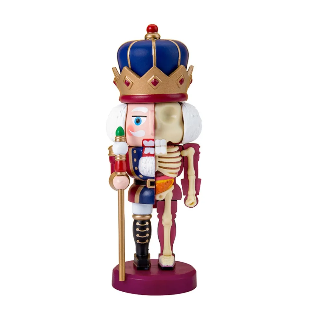 4D Master Half Skeleton Anatomy Nutcracker Blue Crown Trendy Handmade Interesting Ornaments for Xmas Decoration Children's Gifts