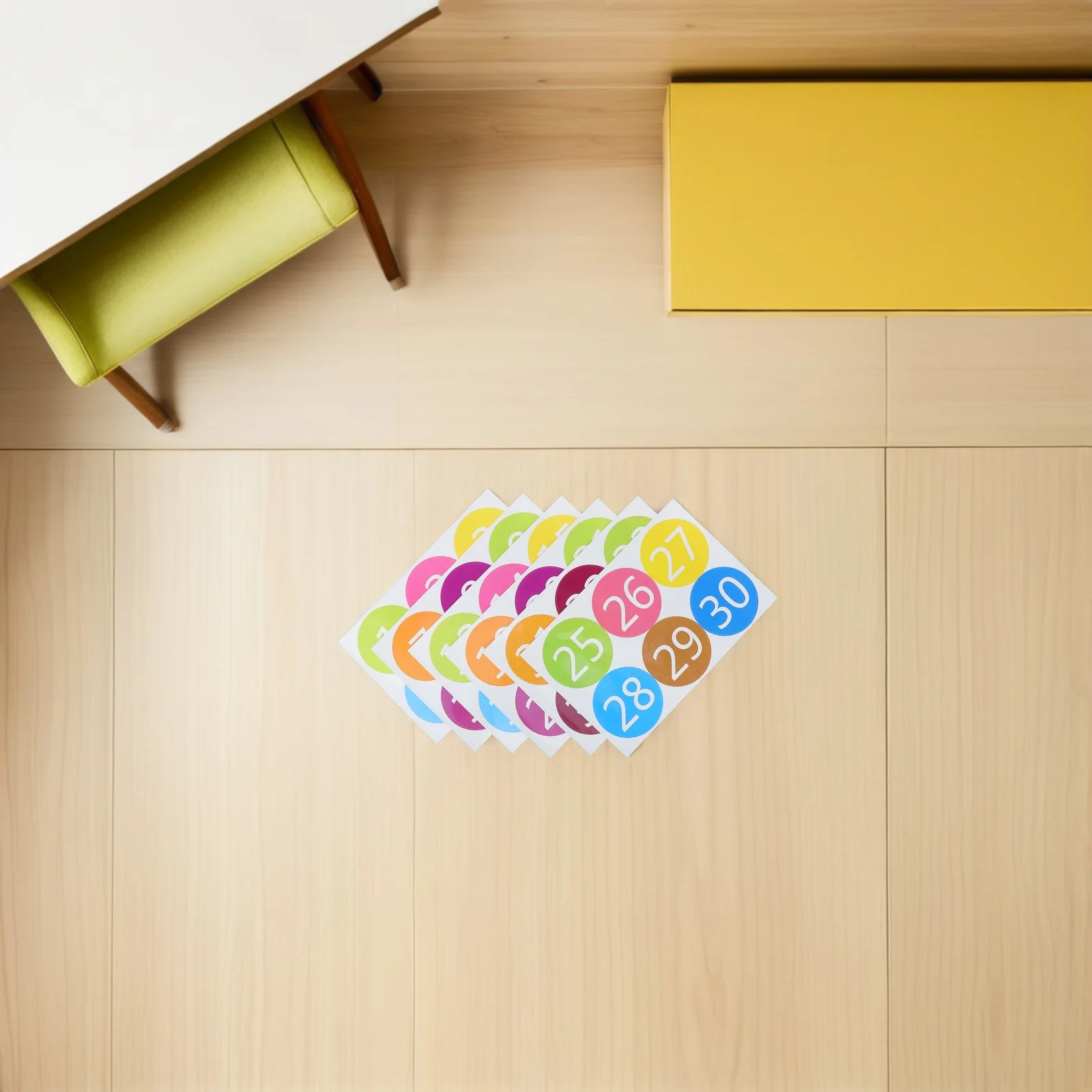 

6 Pcs Large Digital Stickers Floor Dot Color Number Tile Classroom for Carpet Label