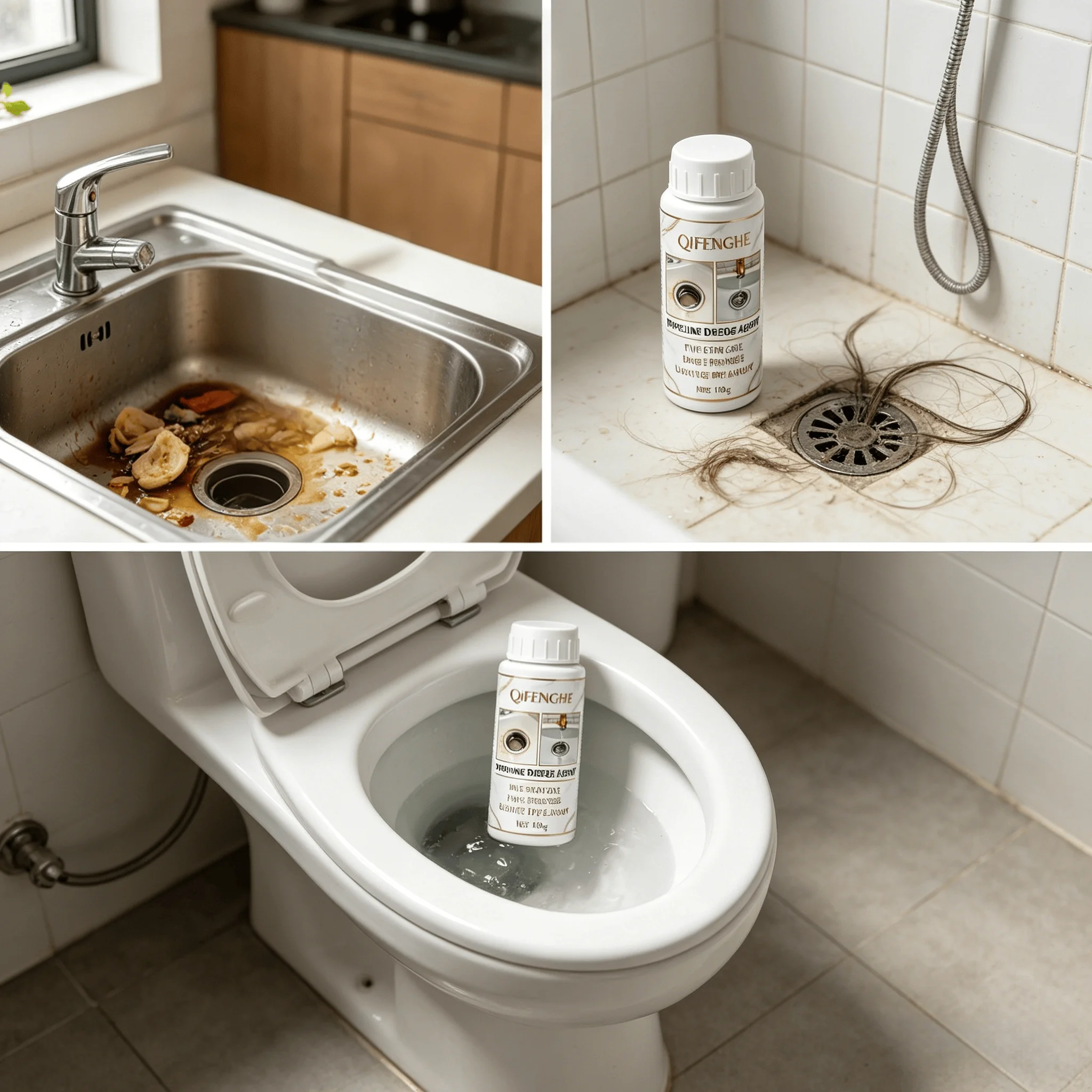 Pipeline Dredge Agent Drain Cleaner, Fast-Acting Pipe Unblocker for Kitchen Sink Bathroom Shower Toilet Clog Removal
