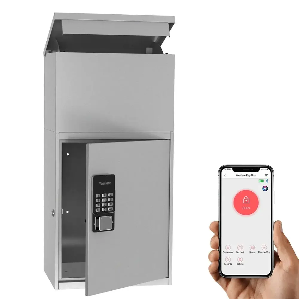 SimpleFor Electric Parcel Delivery Box Package Drop Off Box With Combination Lock Mail Box Steel Outdoor