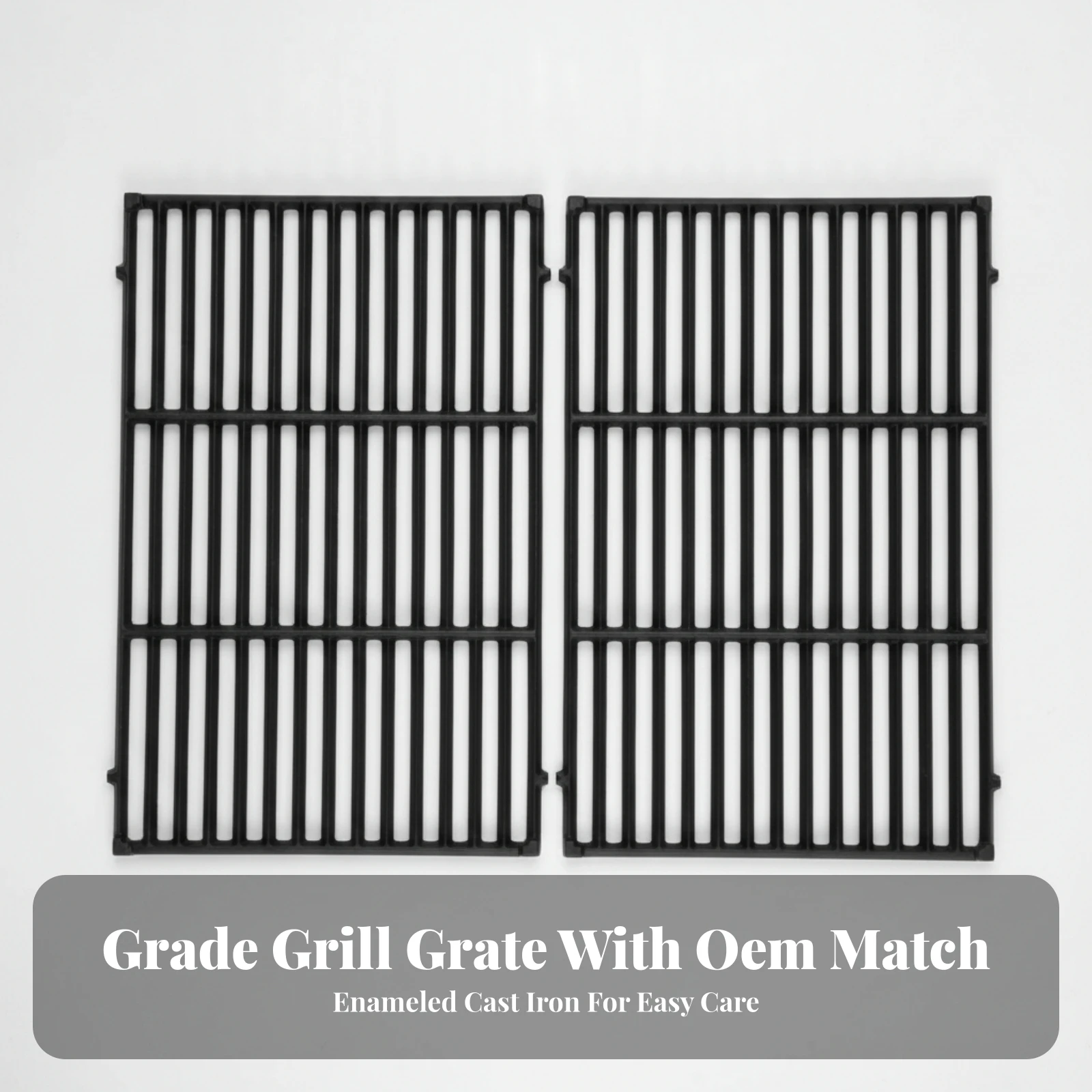 2 Pieces Cast-Iron Cooking Grate Matte Black Replacement Grill Grate Cast Iron Cooking Grates Heavy Duty Long-Lasting