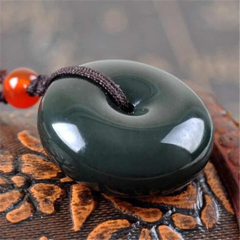 Jade Pendant Natural Hetian Jade Peace Buckle  Jade Necklace Pendant Jewelry Fine Jewelry Safety Lucky Auspicious Amulet Pendant