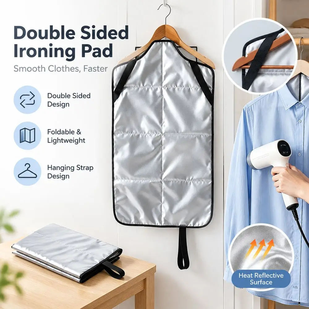 New Double Sided Ironing Pad Hanging Foldable Ironing Mat Portable Lightweight Clothes Wrinkle Remover for Clothes