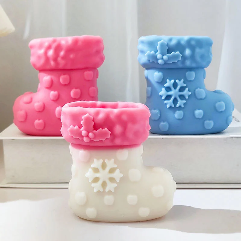 

Christmas Aromatherapy Candle Silicone Mold 3D Christmas Stocking Boots Candle Resin Mold DIY Gypsum Ornaments Cement Mold Gift