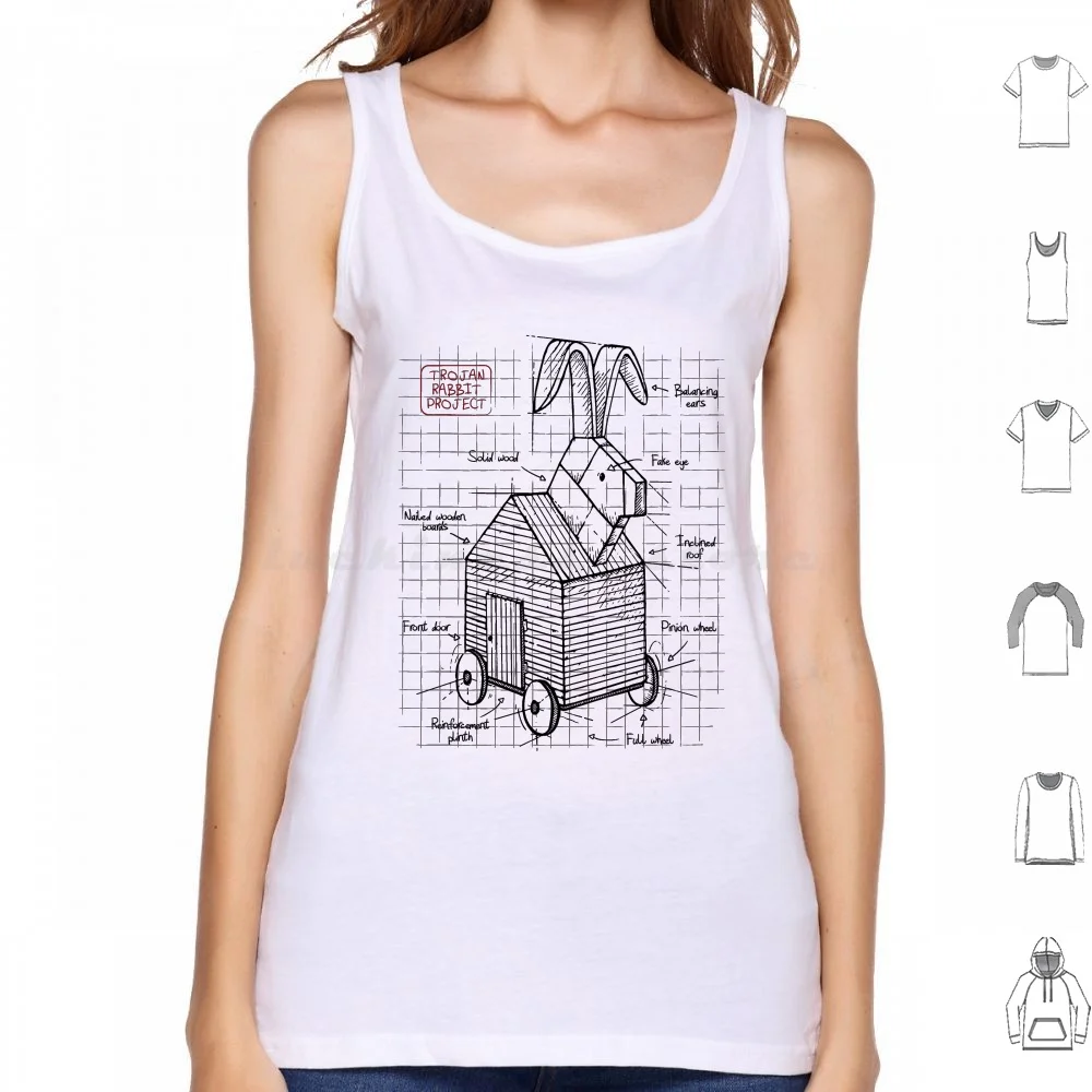 Trojan Rabbit Tank Tops Vest Sleeveless Monty Python Holy Grail Trojan Rabbit Wood