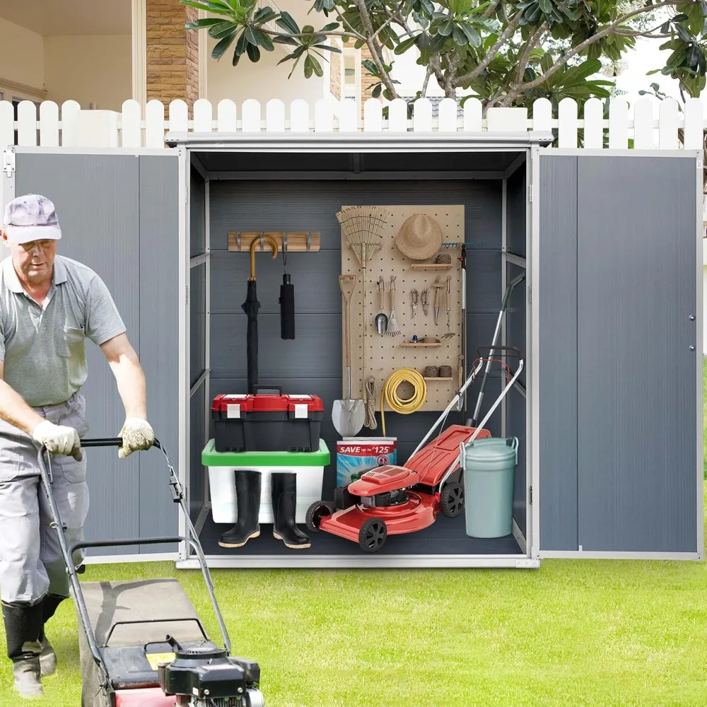 

5 X 3 Ft Outdoor Storage Shed, Vertical Storage Shed with Floor, Weatherproofing Tool Shed with Lockable and Sloping Roof Design