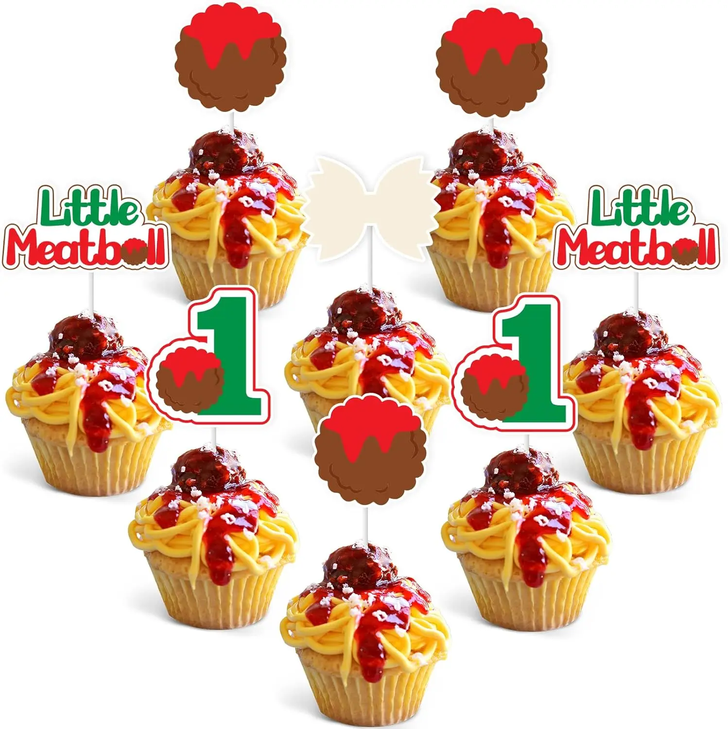 

Joymemo Meatball 1st Birthday Decorations 36pcs Meatball Cupcake Toppers Little Meatball Is Turning One Baby Shower Supplies