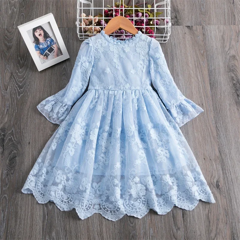 Autumn Spring Children's Clothes Cotton Baby Girls Dress 2024 Fashion Princess Birthday Party Dress Casual Kid Long Sleeve Dress