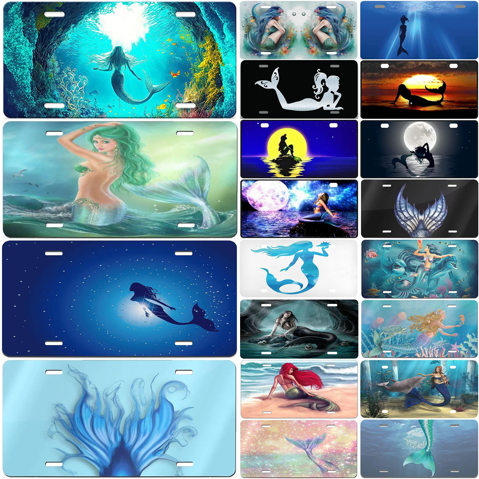 

Mermaid License Plates for Wall Art Decoration Metal Tin Signs Vintage Tags Metal Automotive Signs For Cafe Bar Club Garage Pubs