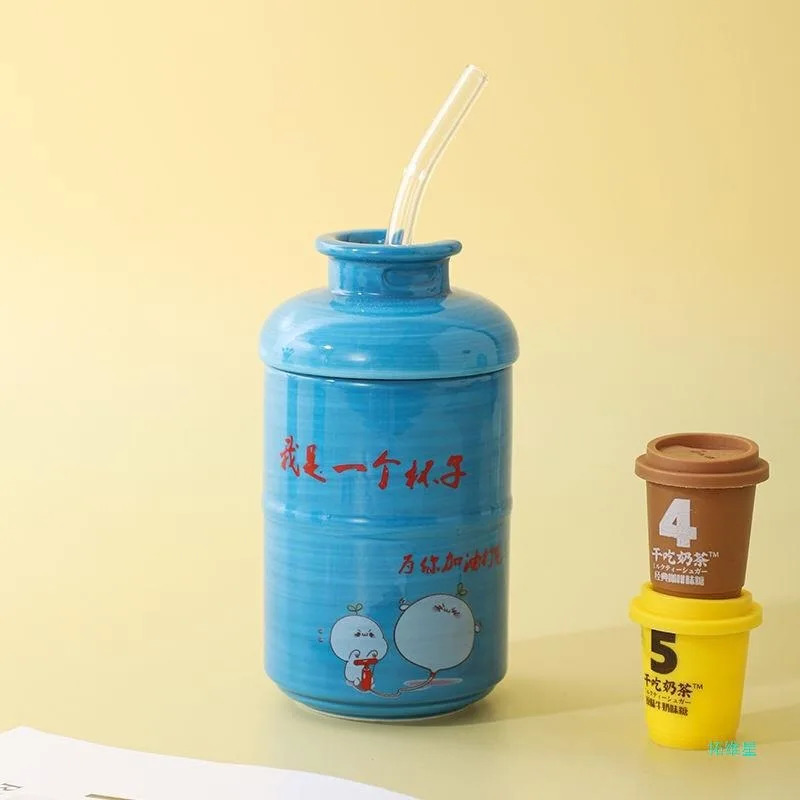 

Gas Can Modeling Cup Ceramic Mug Straw Cup Drinking Cup Funny Drink Cup Creative Office Water Cup