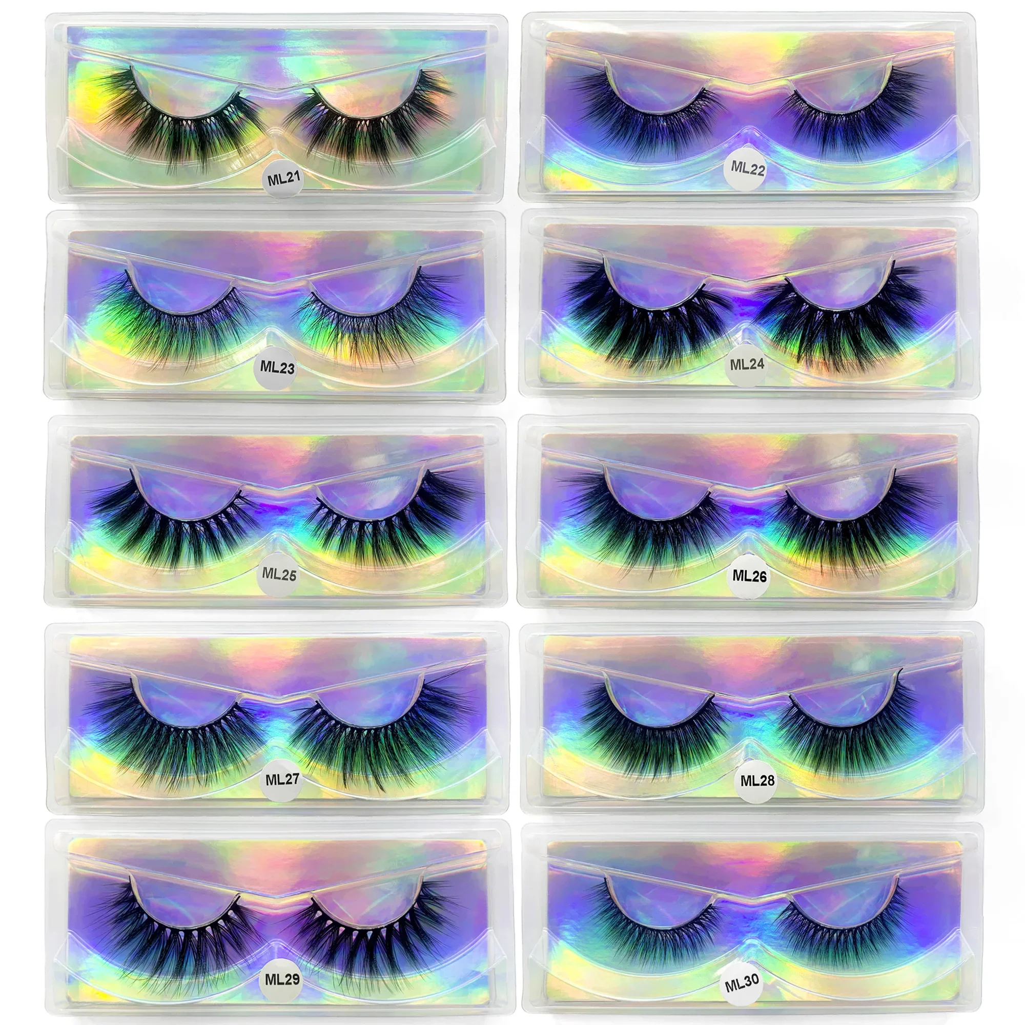 ขายส่งขนตาปลอม 50 ชิ้นธรรมชาติ Wispy ขนตาปลอมจํานวนมาก Fluffy Make Up ขนตาปลอมชุด faux cils