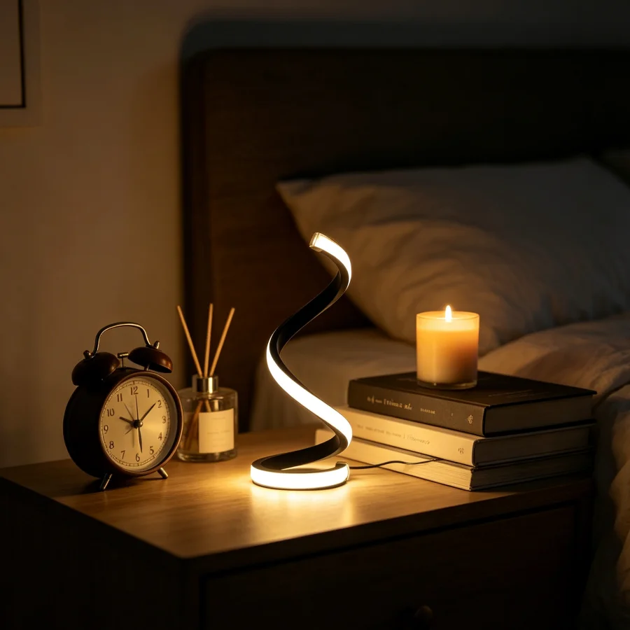 

1 светодиодная спиральная настольная лампа, современная трехскоростная лампа с затемнением, USB-кнопка питания, декоративная настольная лампа для спальни
