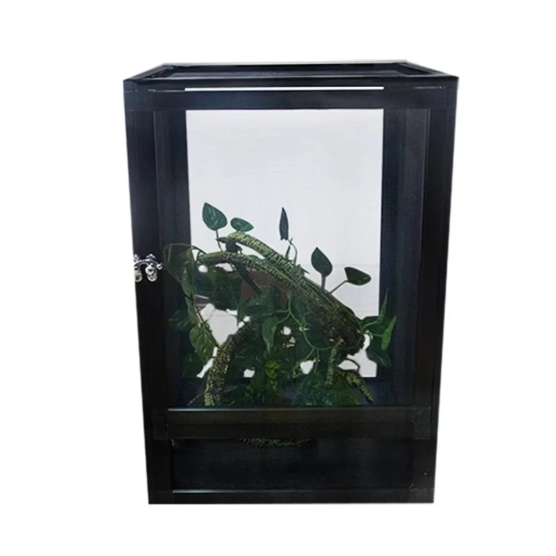 Aluminum Screen Cage Reptile Feeding Glass Container Small Pet Cage Spider Frog Cricket Turtle