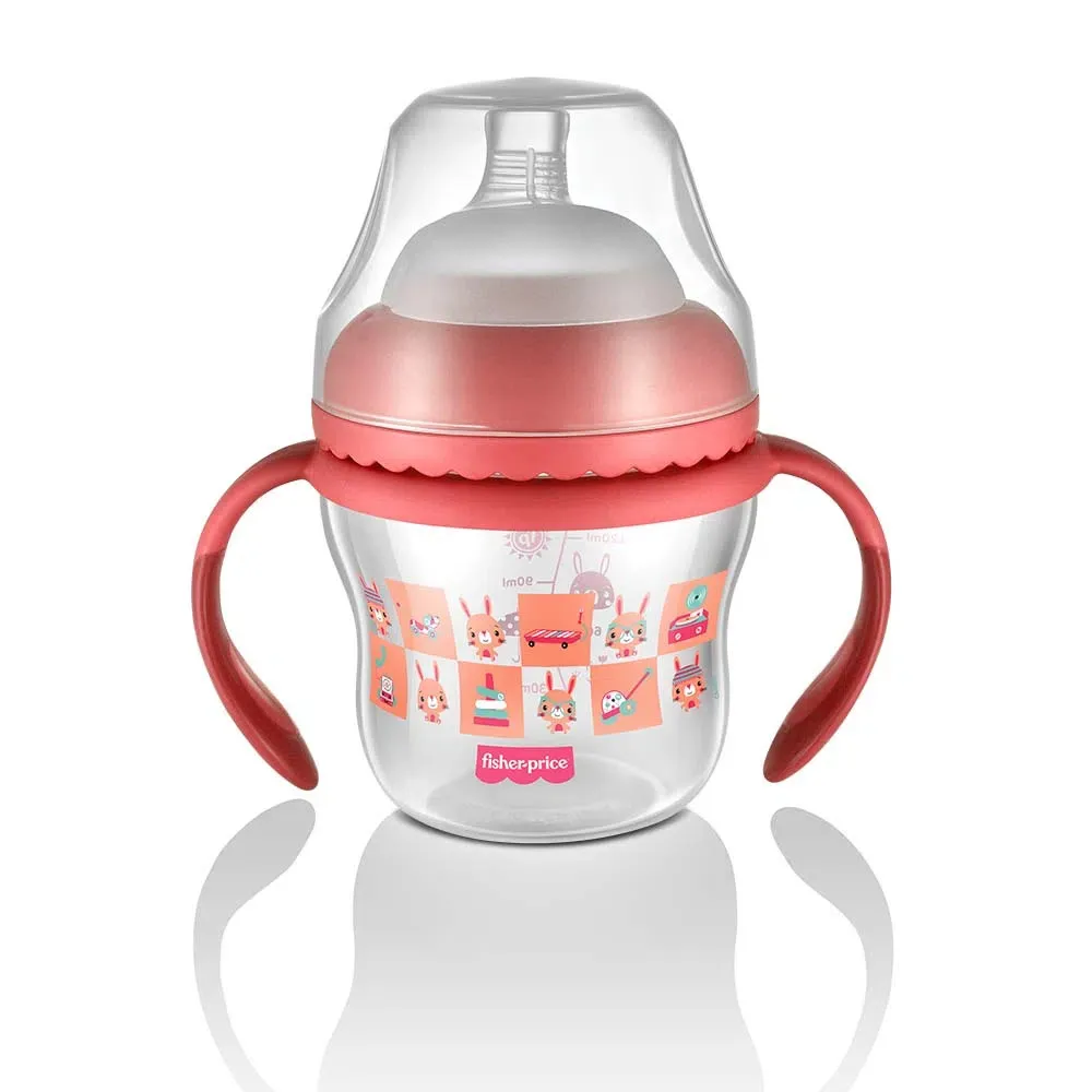 First Moments Transition Cup with Extra Beak and Removable Handle 150 Ml Bubblegum Fisher Price BB1056