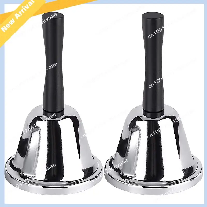 M01K Loud Hand Bell, 2 Pack Silver Steel Hand Bells Dinner Bells For Inside Classroom Bell, For Food Line, Alarm, Ringing