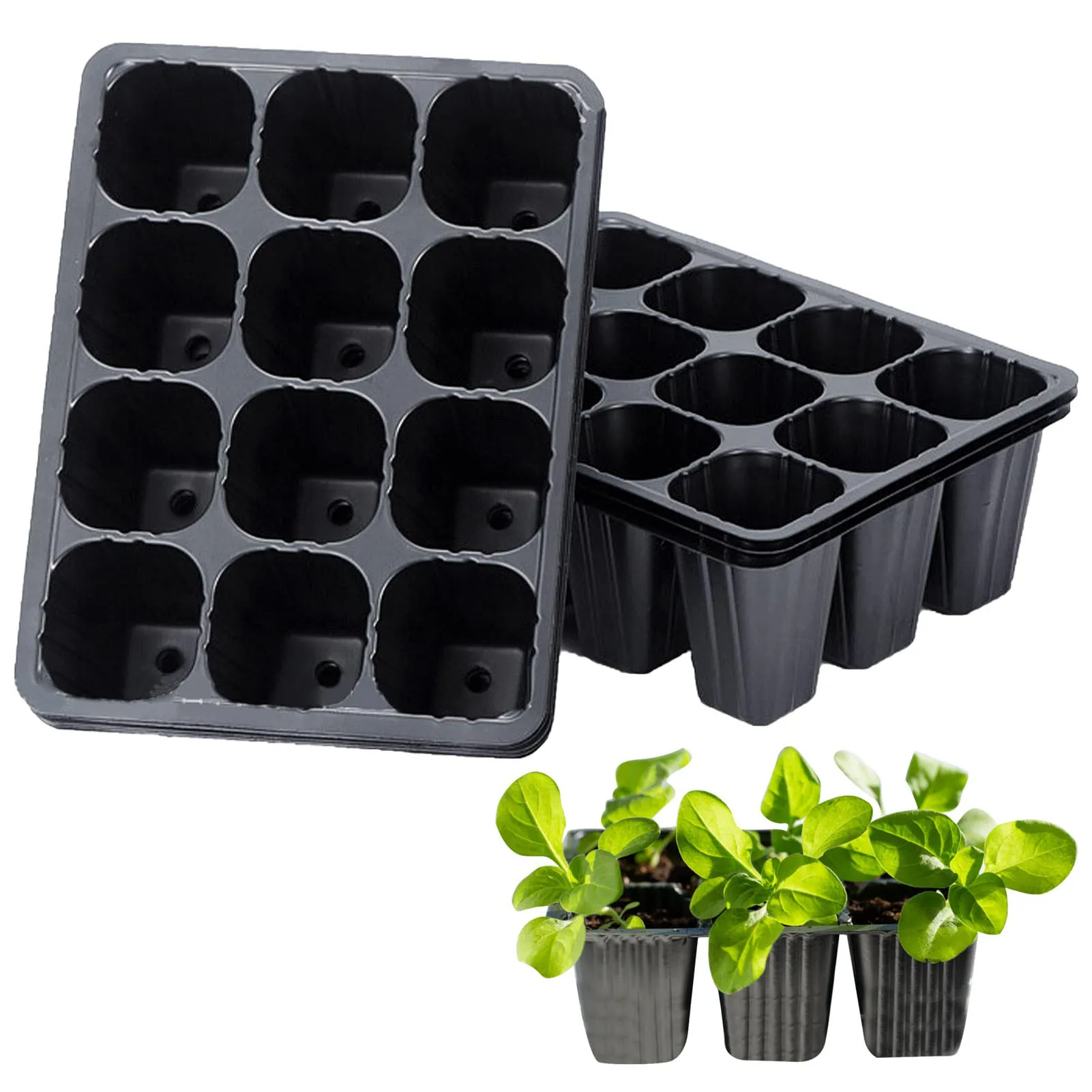 Macetas de plántulas de verduras, bandeja de plántulas de jardín, germinación de semillas duradera, Caja de cultivo para plantar, 12 agujeros