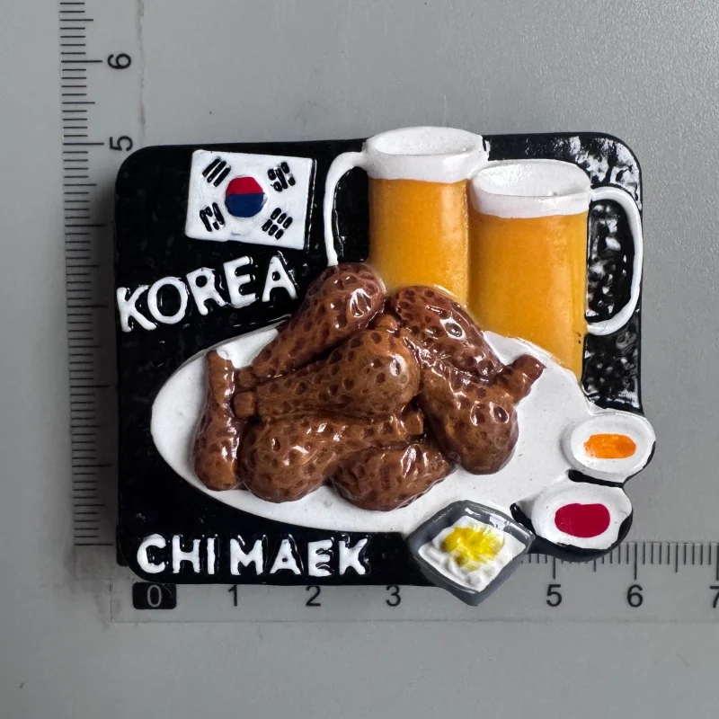 Korean Fridge Magnet Tourism Souvenirs Seoul Tower Landmark Busan Chimaek Fried Chicken and Beer Jeju Island South Korea Sticker - view 5