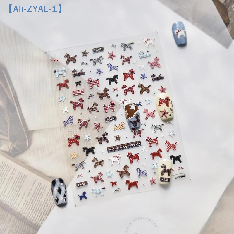 

【ZYAL-1】Стильные наклейки для ногтей с милыми мультяшными лошадками, 3D самоклеящиеся наклейки для маникюра, украшения для ногтей для девочек