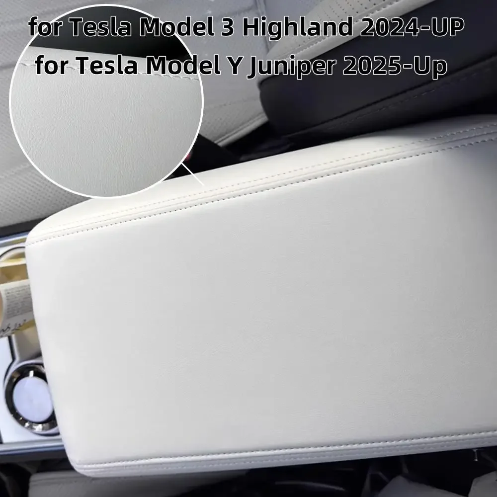 For Tesla Model Y Juniper Model 3/Y Model 3 Highland Leather Armrest Box Protective ABS Cover Arm Rest Lid close to human skin