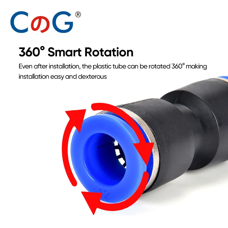 CG 60Pcs/Box Set Air Hose Connector 1/4 Inch OD PU+PE+PV+PY Air Pipe Tube Quick Release Pneumatic Push to Connect Fittings Kit