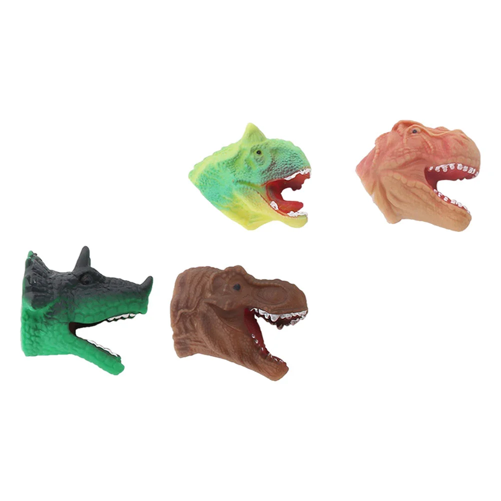 4 pçs dinossauro mão fantoche bordas suaves brinquedos cabeça dedo bebê bonecas compactas brinquedo de plástico crianças fantoches para